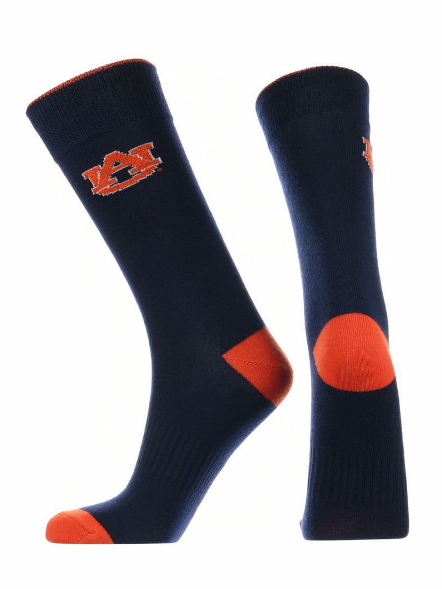 Ncaa Socks * | New Tck Auburn Tigers Dress Socks Dean'S List Crew Length Socks All Schools Blue/Orange