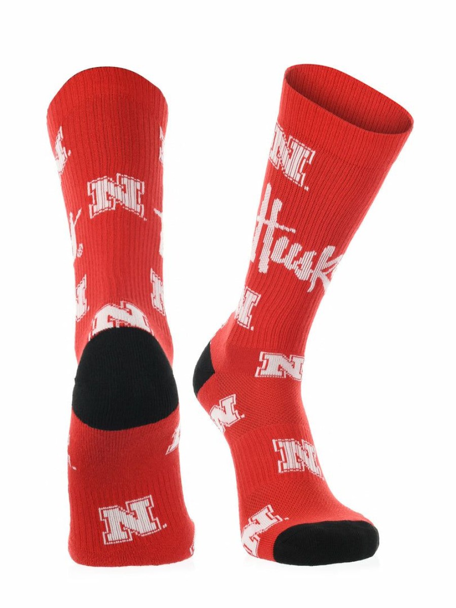 Ncaa Socks * | Coupon Tck Nebraska Cornhuskers Socks Crew Length Sock Mayhem Red/Black/White