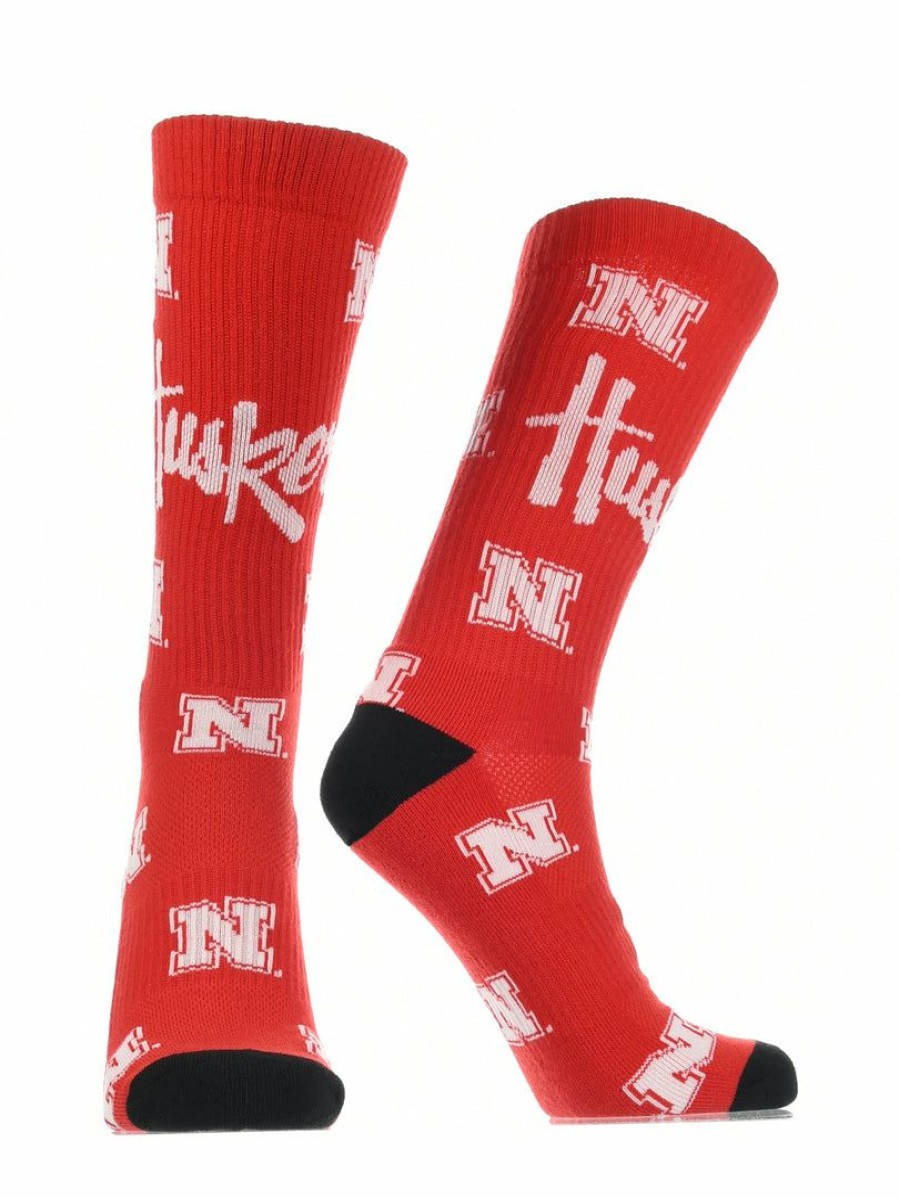 Ncaa Socks * | Coupon Tck Nebraska Cornhuskers Socks Crew Length Sock Mayhem Red/Black/White