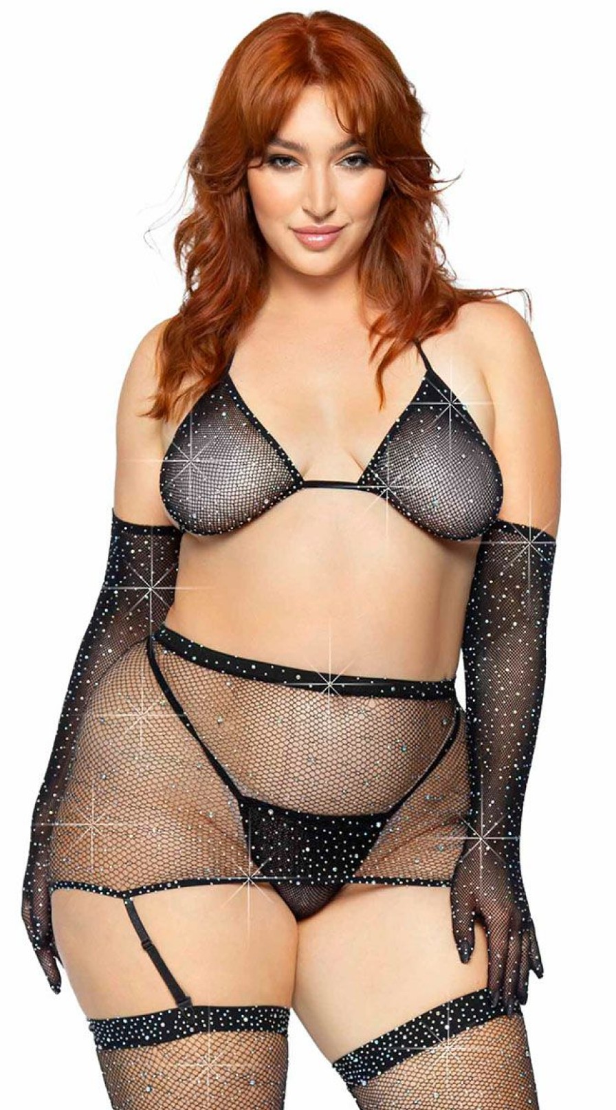 Dancewear * | Leg Avenue Plus Size Sparkle And Fine Bra Set