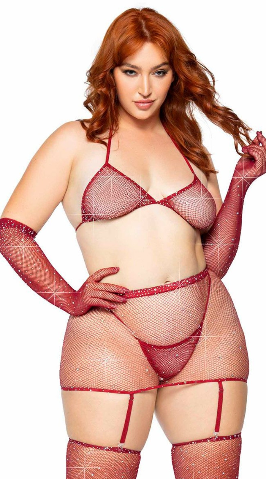 Dancewear * | Leg Avenue Plus Size Sparkle And Fine Bra Set