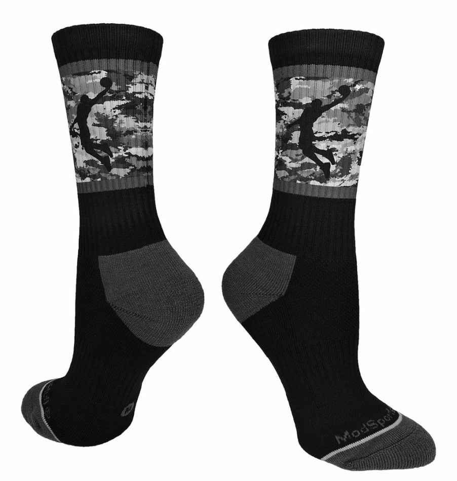 Ncaa Socks * | Budget Madsportsstuff Basketball Socks With Player On Camo Athletic Crew Socks (Multiple Colors)