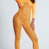 Lingerie * | Elegant Moments Neon Orange Crochet Bodystocking