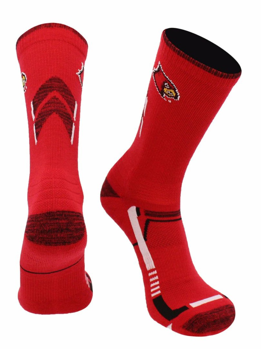 Ncaa Socks * | Cheap Tck All Schools Louisville Cardinals Socks University Of Louisville Cardinals Champion Crew Socks Red/Black