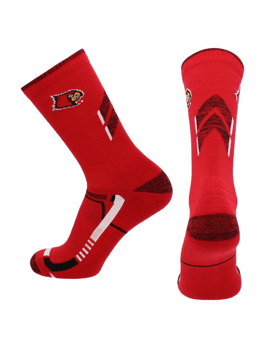 Ncaa Socks * | Cheap Tck All Schools Louisville Cardinals Socks University Of Louisville Cardinals Champion Crew Socks Red/Black