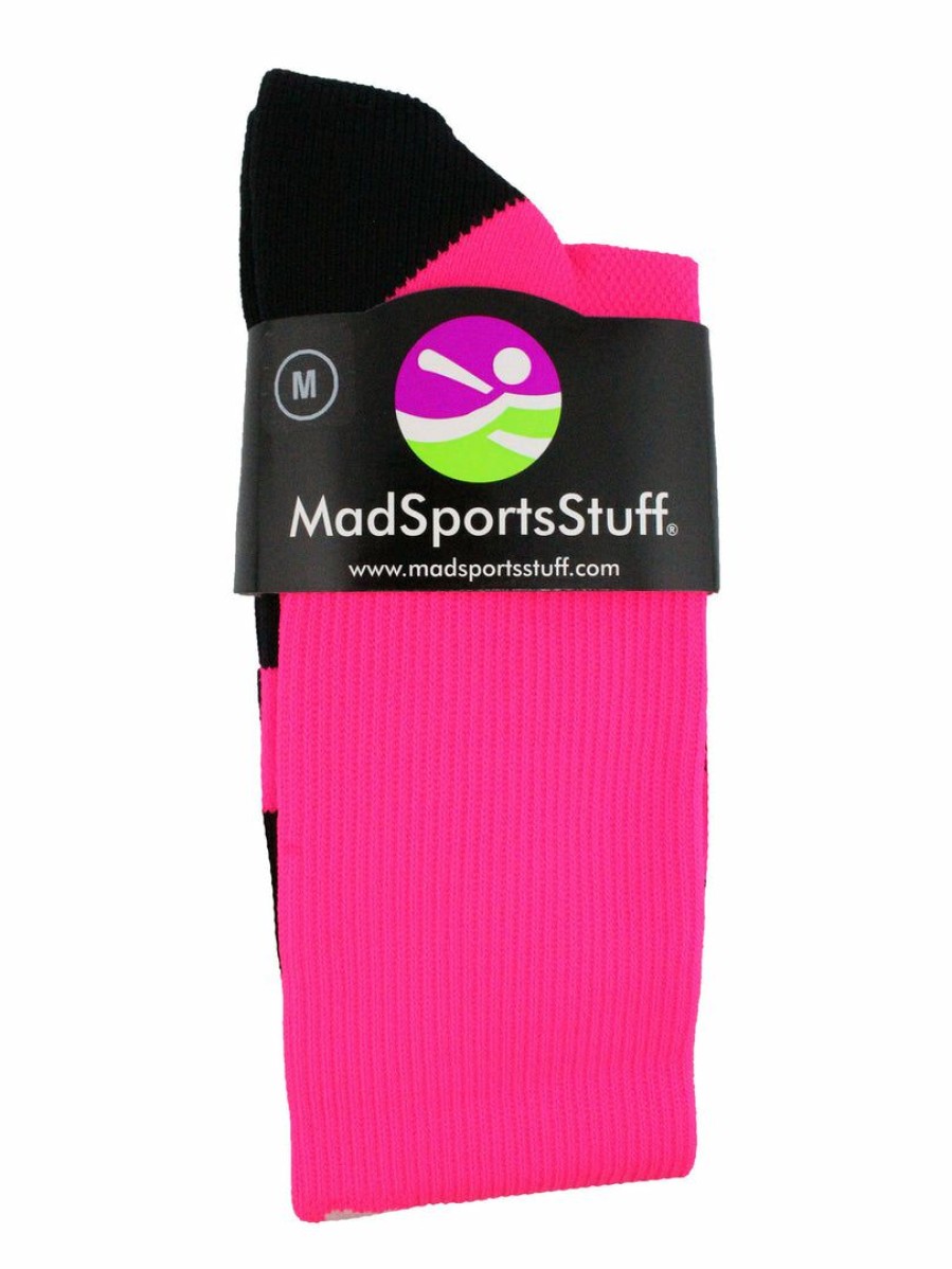 Ncaa Socks * | Budget Madsportsstuff Pink Ribbon Breast Cancer Awareness Socks With Stripes Neon Pink/Pale Pink