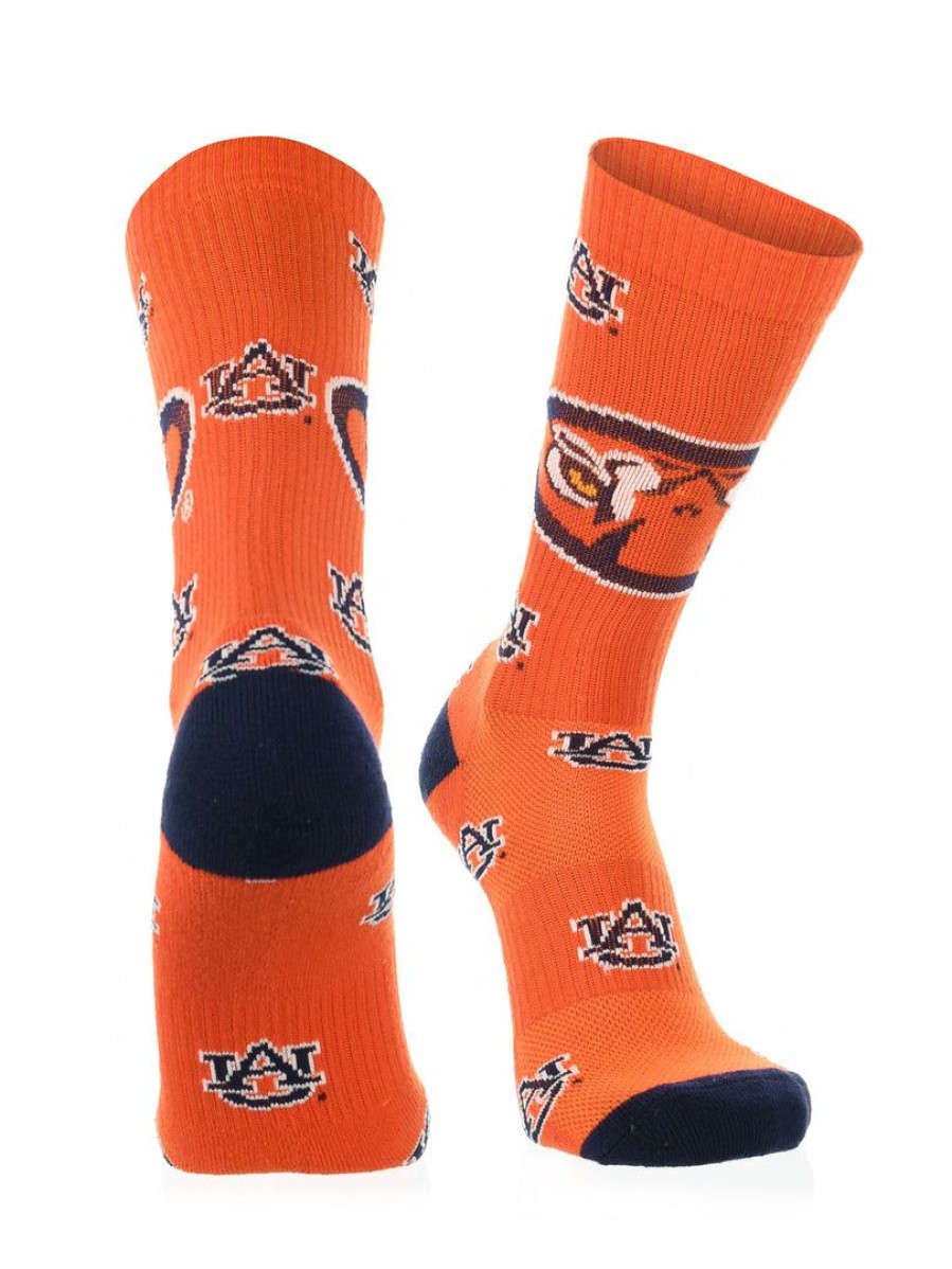 Ncaa Socks * | Buy Tck All Schools Auburn Tigers Socks Crew Length Sock Mayhem Orange/Blue/White