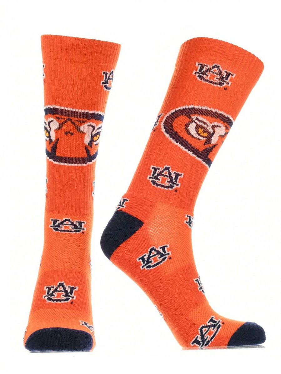 Ncaa Socks * | Buy Tck All Schools Auburn Tigers Socks Crew Length Sock Mayhem Orange/Blue/White