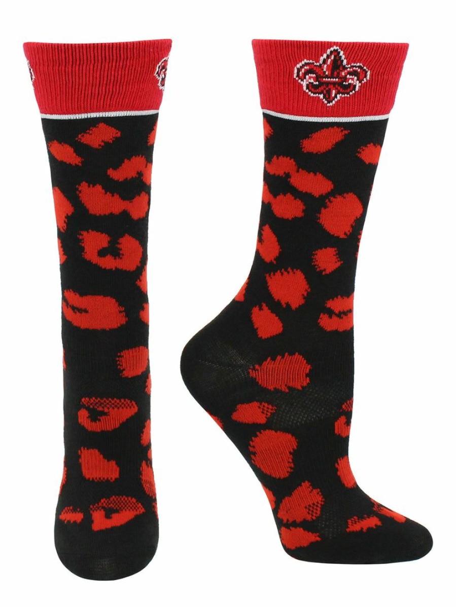 Ncaa Socks * | Top 10 Tck All Schools Louisiana Lafayette Ragin' Cajuns Socks Womens Savage Crew Socks Vermillion/Black