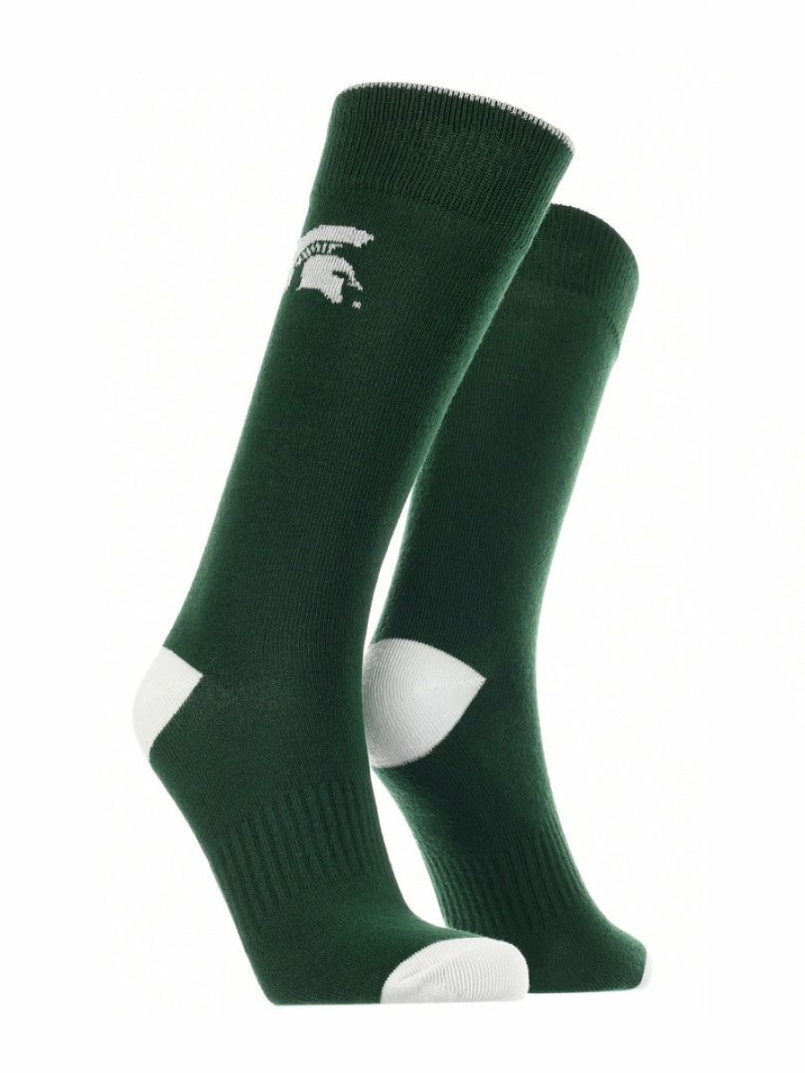 Ncaa Socks * | Brand New Tck Michigan State Spartans Dress Socks Dean'S List Crew Length Socks Green/White