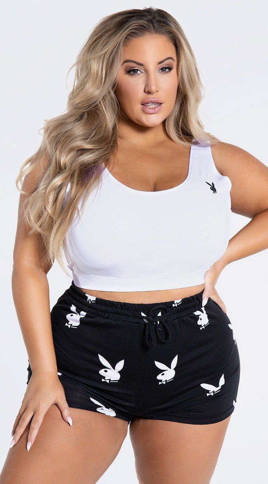 Lingerie * | Playboy Plus Size Entertainment Lounge Short Set