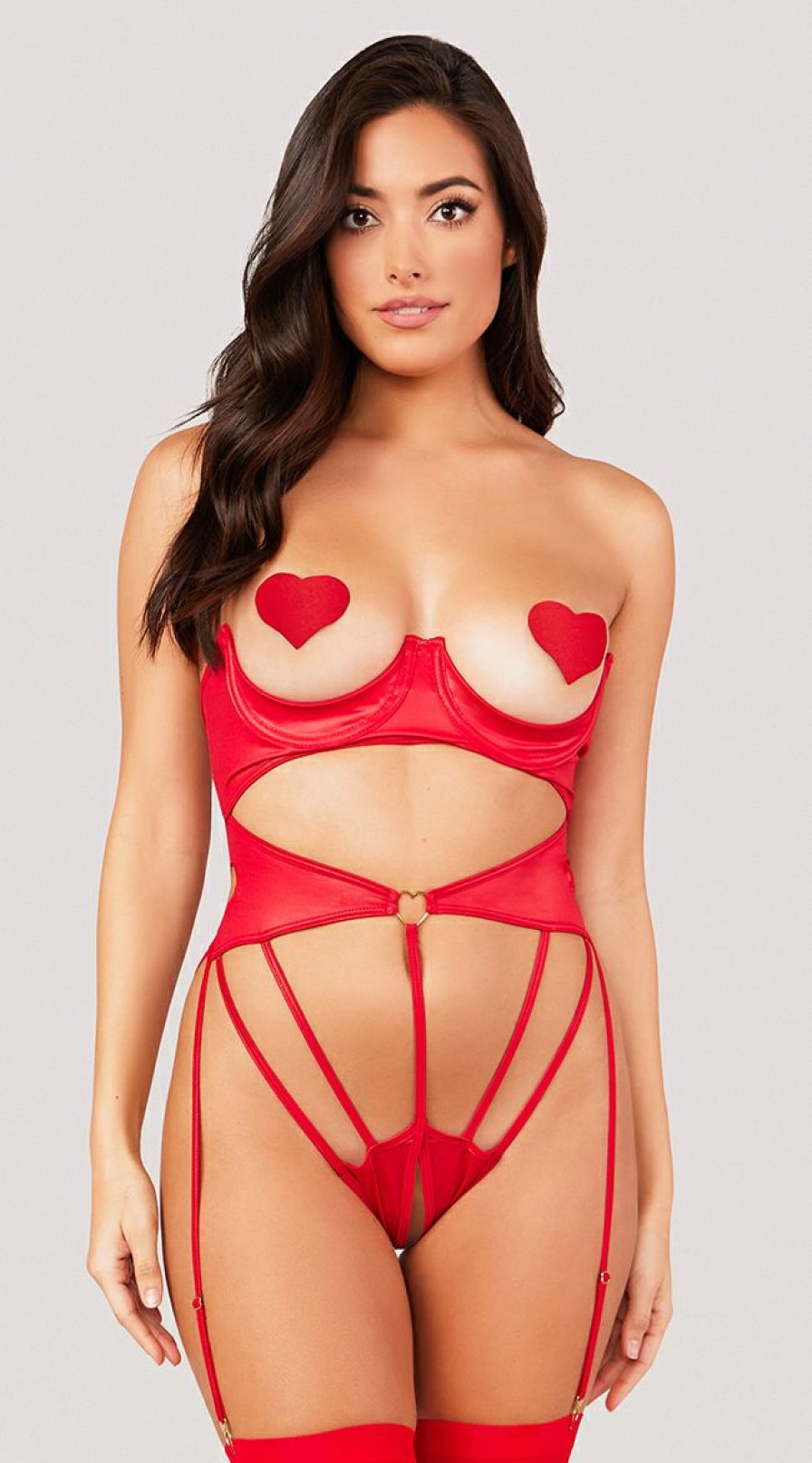 Lingerie * | Yandy Fluttering Heart Crotchless Bodysuit