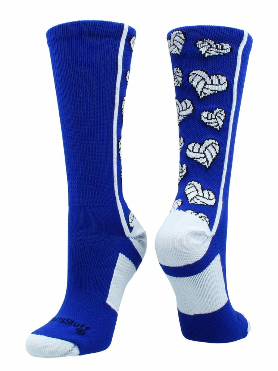 Ncaa Socks * | Best Sale Madsportsstuff Volleyball Socks Crazy Love Volleyball Hearts Crew Socks