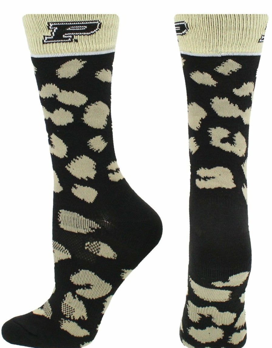 Ncaa Socks * | Flash Sale Tck Purdue Boilermakers Socks Womens Savage Crew Socks Black/Old Gold