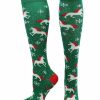 Ncaa Socks * | Promo Madsportsstuff Softball Socks Christmas Unicorn Socks Over The Calf Kelly Green/Red/White