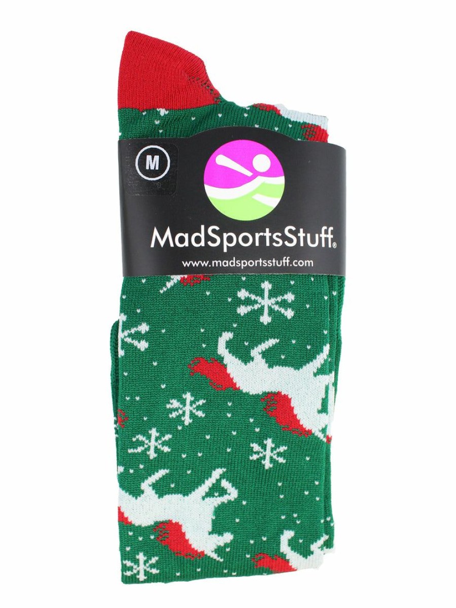 Ncaa Socks * | Promo Madsportsstuff Softball Socks Christmas Unicorn Socks Over The Calf Kelly Green/Red/White