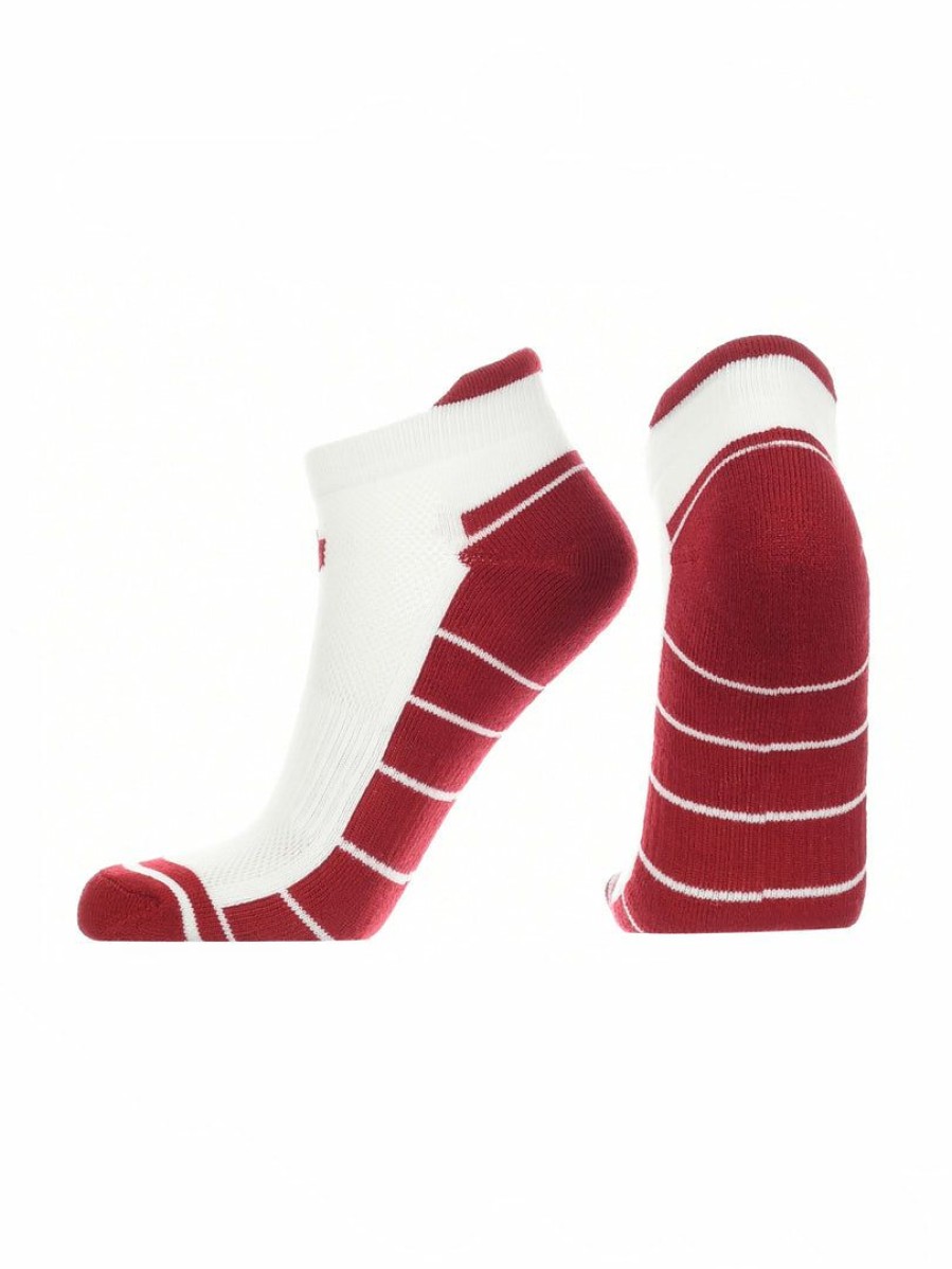 Ncaa Socks * | New Tck Ou Oklahoma Sooners Low Cut Ankle Socks With Tab All Schools White/Crimson