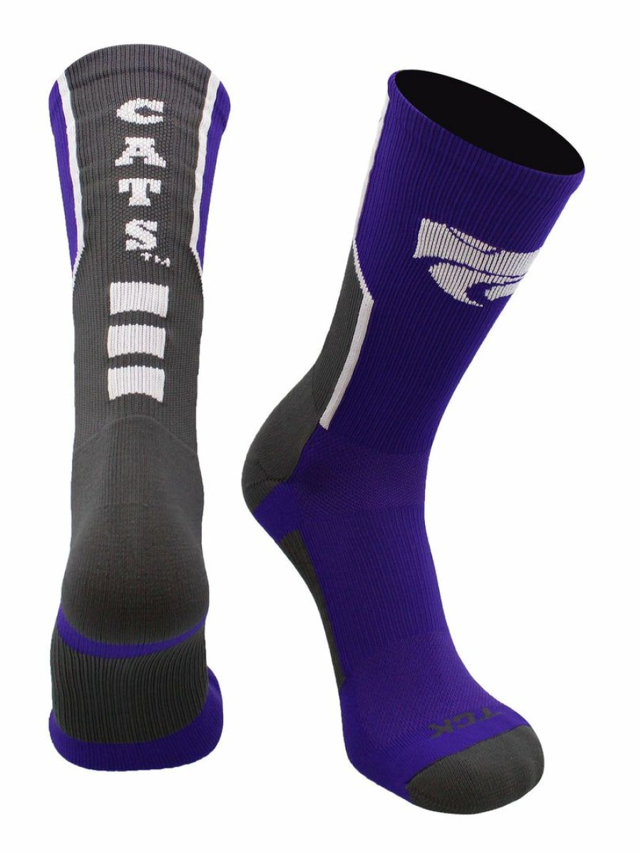 Ncaa Socks * | Wholesale Tck Kansas State Wildcats Socks Perimeter Crew Purple/Graphite/White