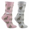 Ncaa Socks * | Deals Whd Llama Socks For Women With Fuzzy Llamas Llama Lovers Gift 2-Pack Pink Heather/Ash Heather