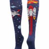 Ncaa Socks * | Outlet Madsportsstuff Soccer Socks Astronaut In Space Socks Athletic Over The Calf Length Navy/Red/White