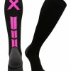 Ncaa Socks * | Outlet Madsportsstuff Triumph Pink Ribbon Breast Cancer Awareness Over The Calf Socks Baseball Socks