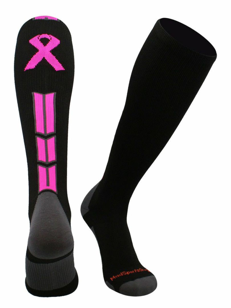 Ncaa Socks * | Outlet Madsportsstuff Triumph Pink Ribbon Breast Cancer Awareness Over The Calf Socks Baseball Socks