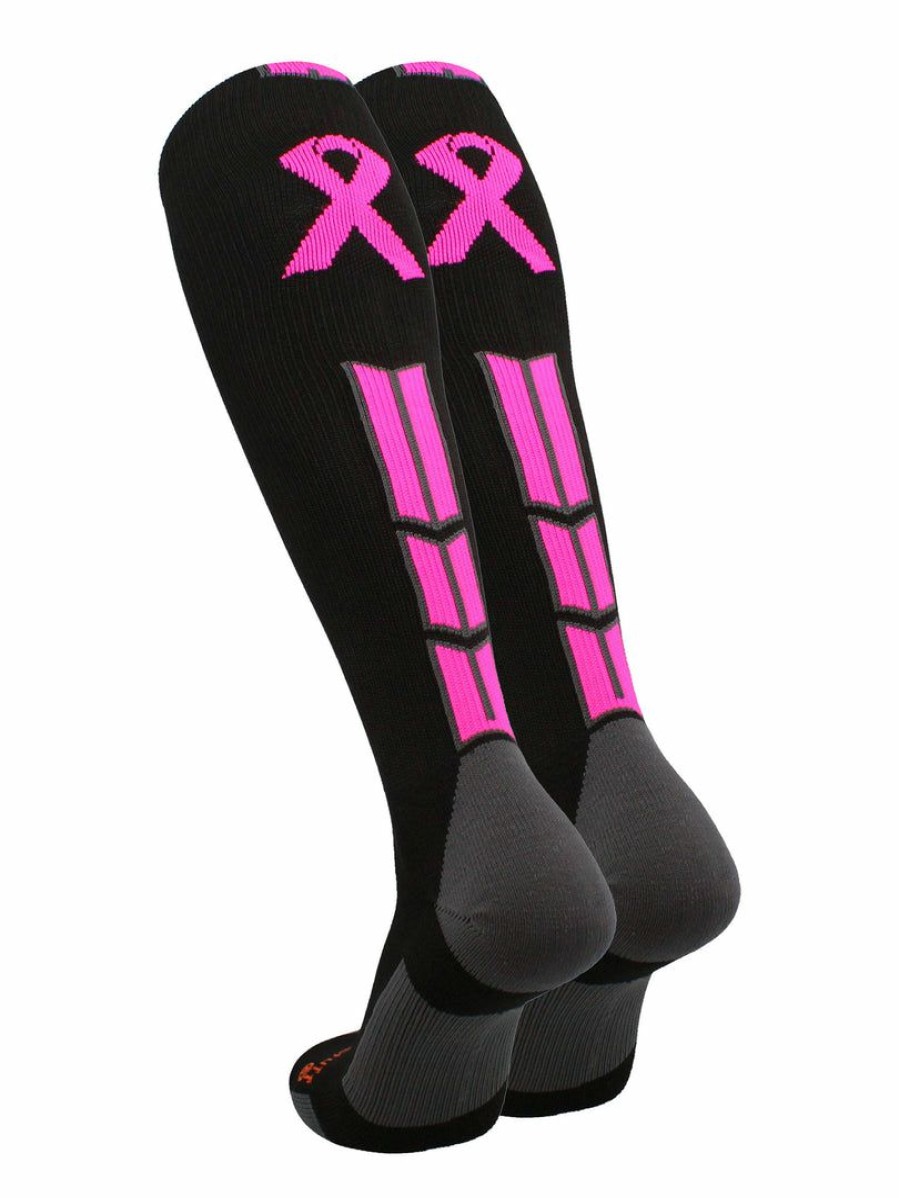 Ncaa Socks * | Outlet Madsportsstuff Triumph Pink Ribbon Breast Cancer Awareness Over The Calf Socks Baseball Socks