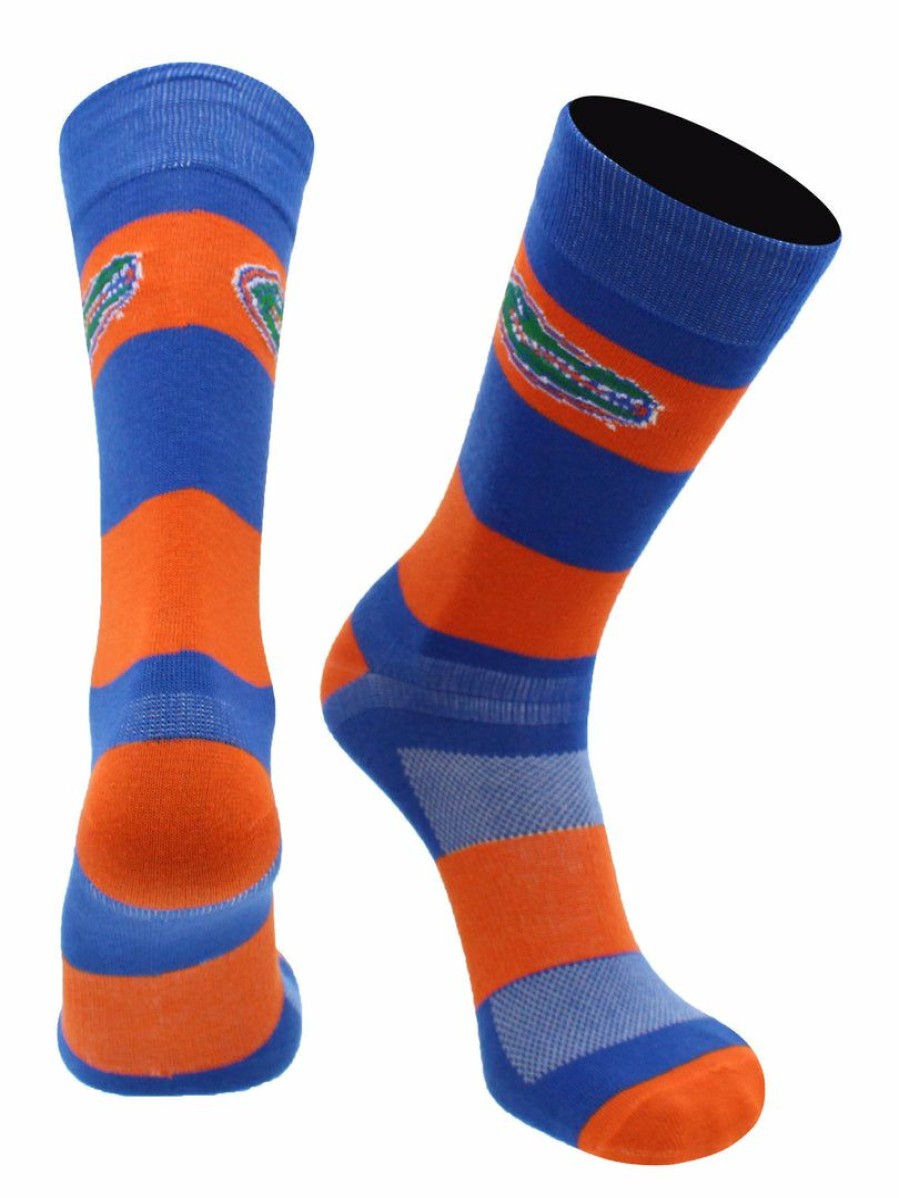 Ncaa Socks * | Promo Tck Florida Gators Socks Game Day Striped Crew Socks Blue/Orange