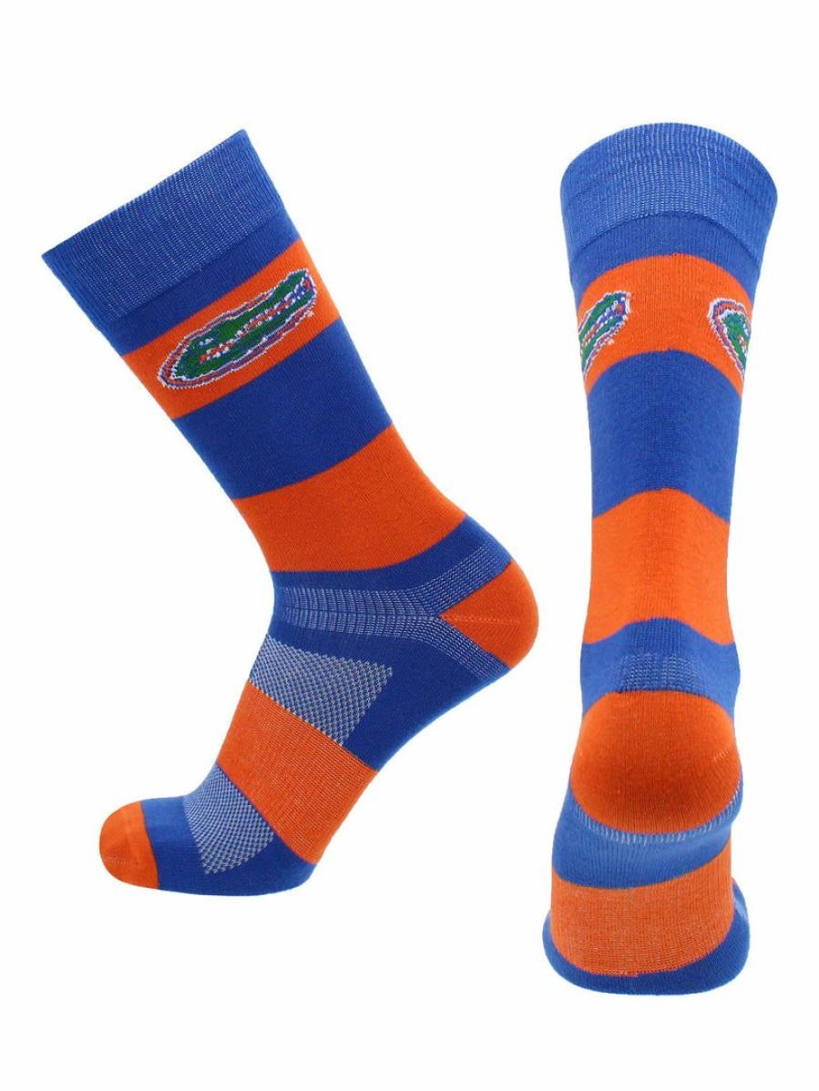 Ncaa Socks * | Promo Tck Florida Gators Socks Game Day Striped Crew Socks Blue/Orange