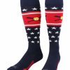 Ncaa Socks * | Outlet Tck Patriotic Usa Softball Socks With Softball Bats Logo Navy/Red/White