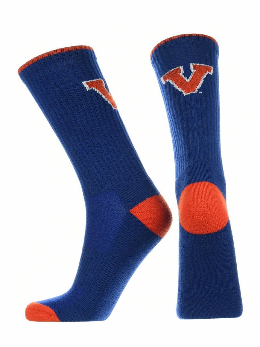 Ncaa Socks * | Deals Tck Virginia Cavaliers Socks Campus Legend Crew Length Blue/Orange