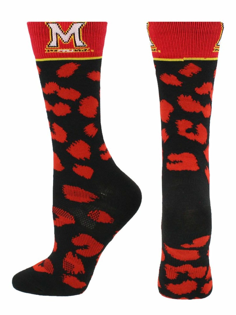 Ncaa Socks * | Top 10 Tck All Schools Maryland Terrapins Socks Womens Savage Crew Socks Red/Black