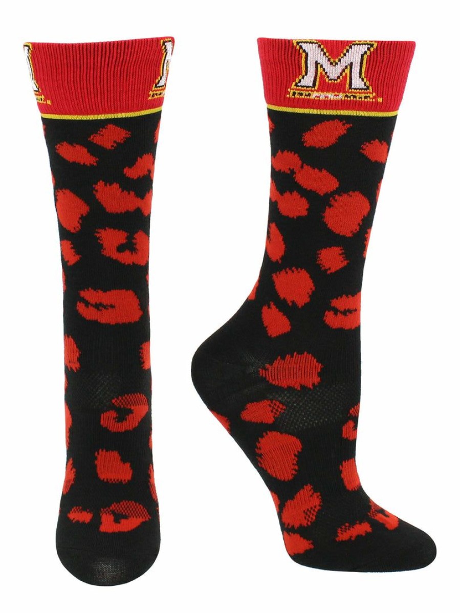 Ncaa Socks * | Top 10 Tck All Schools Maryland Terrapins Socks Womens Savage Crew Socks Red/Black