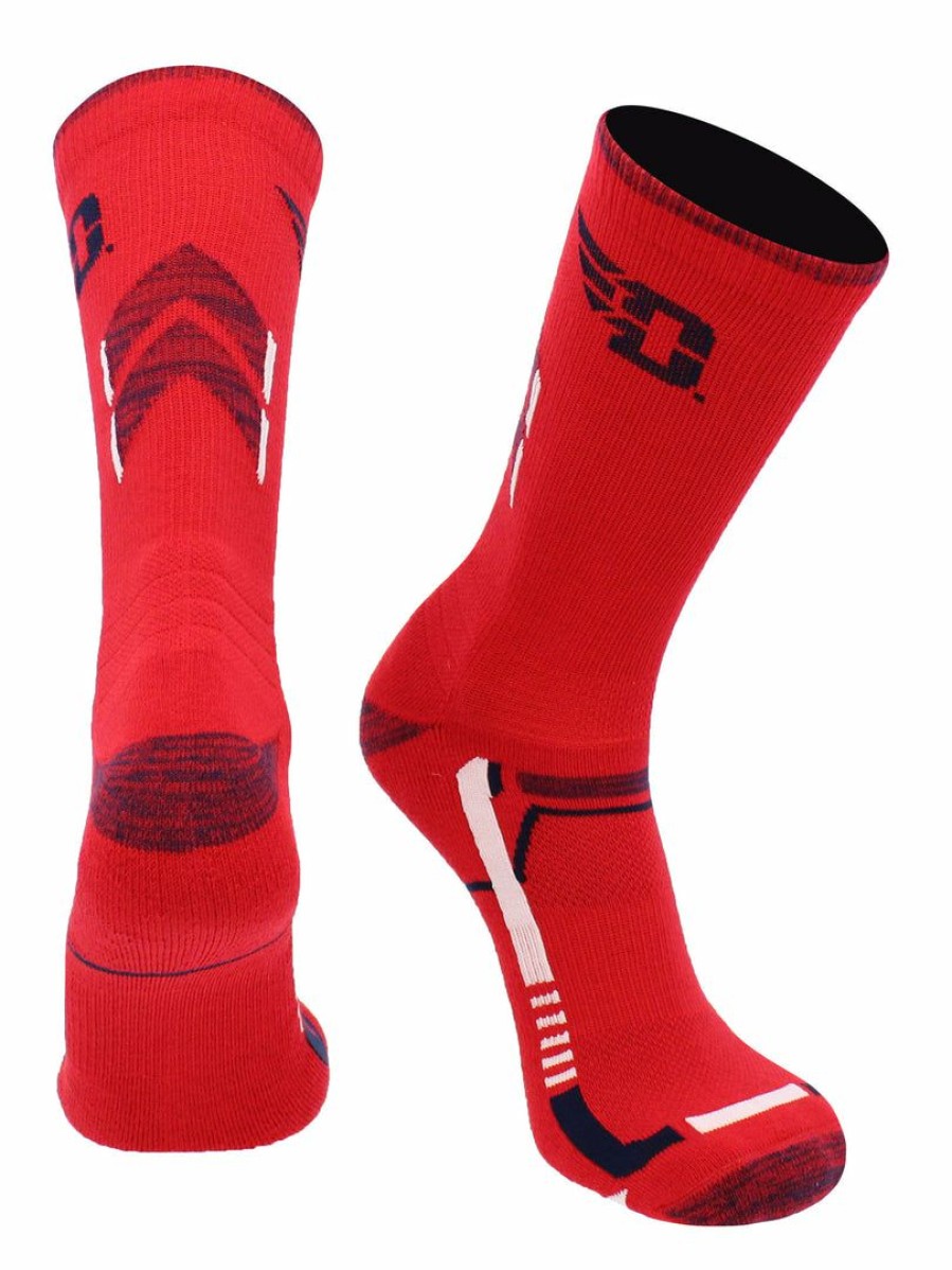 Ncaa Socks * | Cheap Tck Dayton Flyers Socks Dayton University Flyers Champion Crew Socks Red/Blue