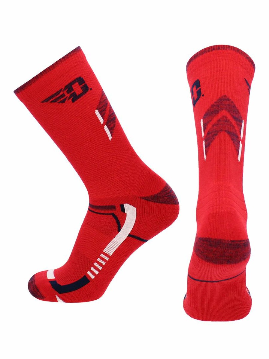 Ncaa Socks * | Cheap Tck Dayton Flyers Socks Dayton University Flyers Champion Crew Socks Red/Blue