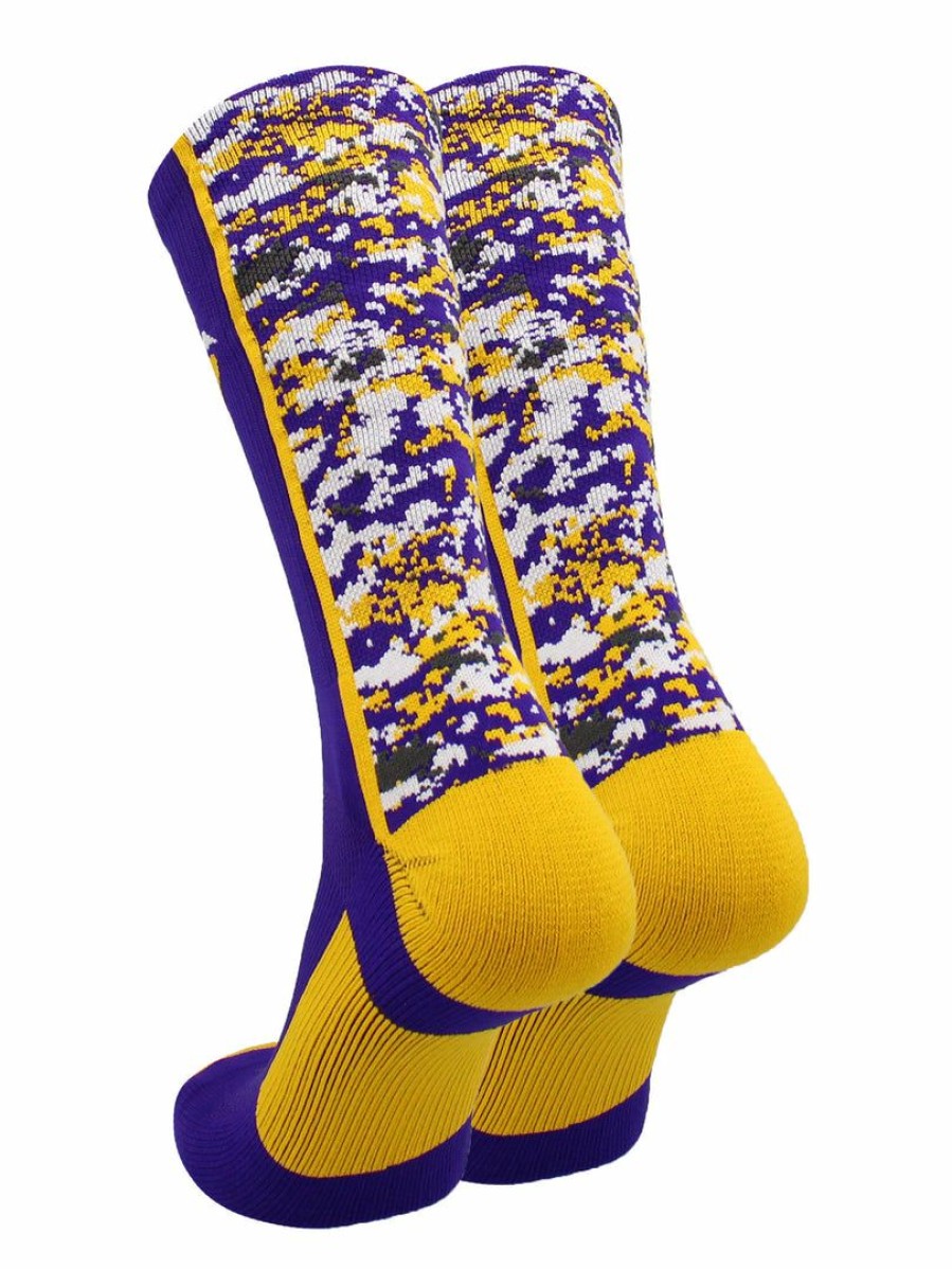 Ncaa Socks * | Discount Tck Lsu Tigers Digital Camo Crew Socks All Schools Purple/Gold/White