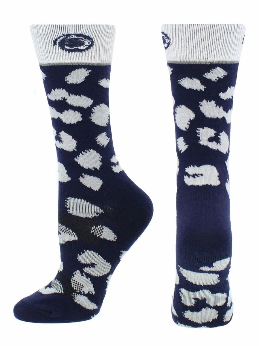 Ncaa Socks * | Outlet Tck Penn State Nittany Lions Socks Womens Savage Crew Socks Dark Blue/White