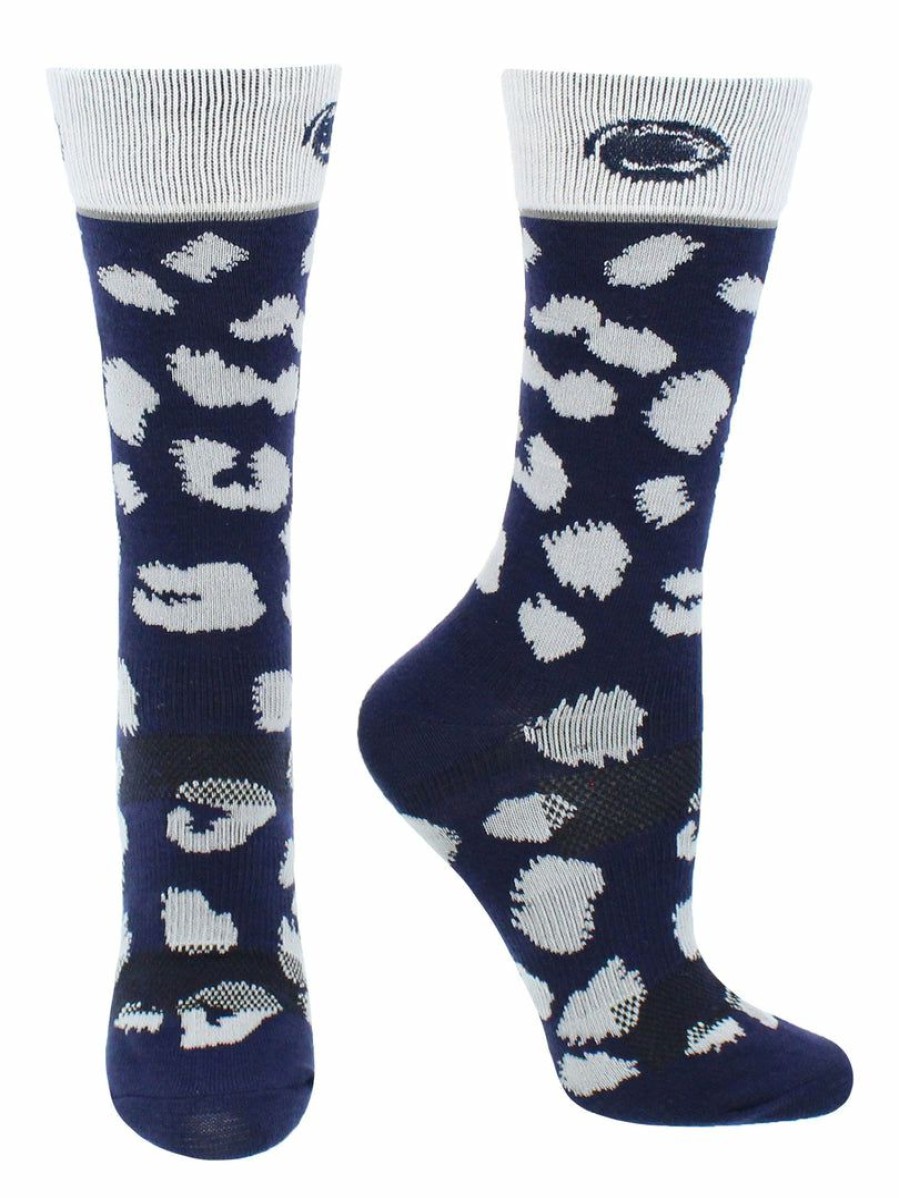 Ncaa Socks * | Outlet Tck Penn State Nittany Lions Socks Womens Savage Crew Socks Dark Blue/White