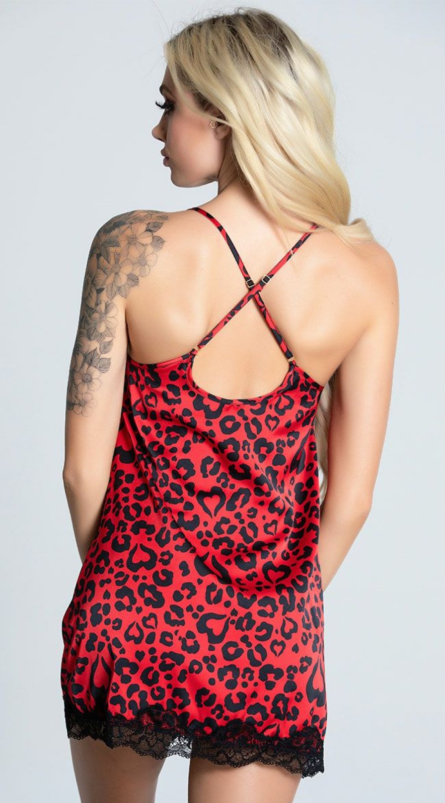 Lingerie * | Roma Longing For Leopard Satin Chemise