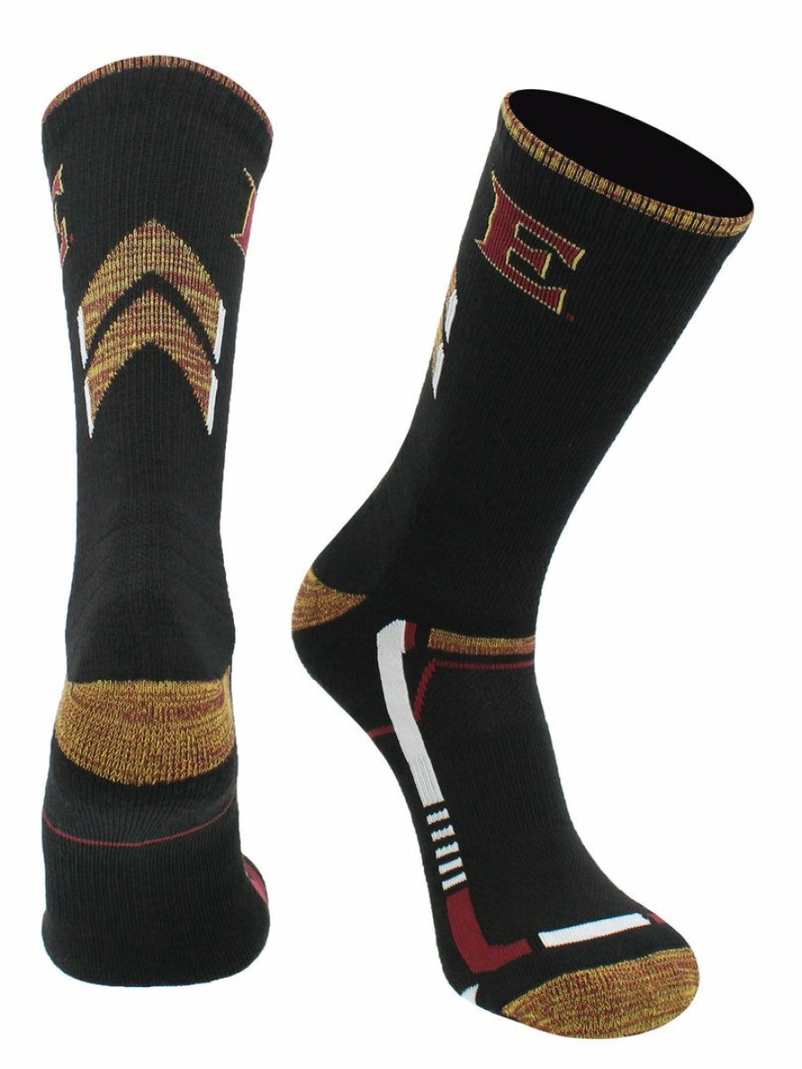 Ncaa Socks * | Cheapest Tck Elon Phoenix Socks Elon University Phoenix Champion Crew Socks Black/Maroon