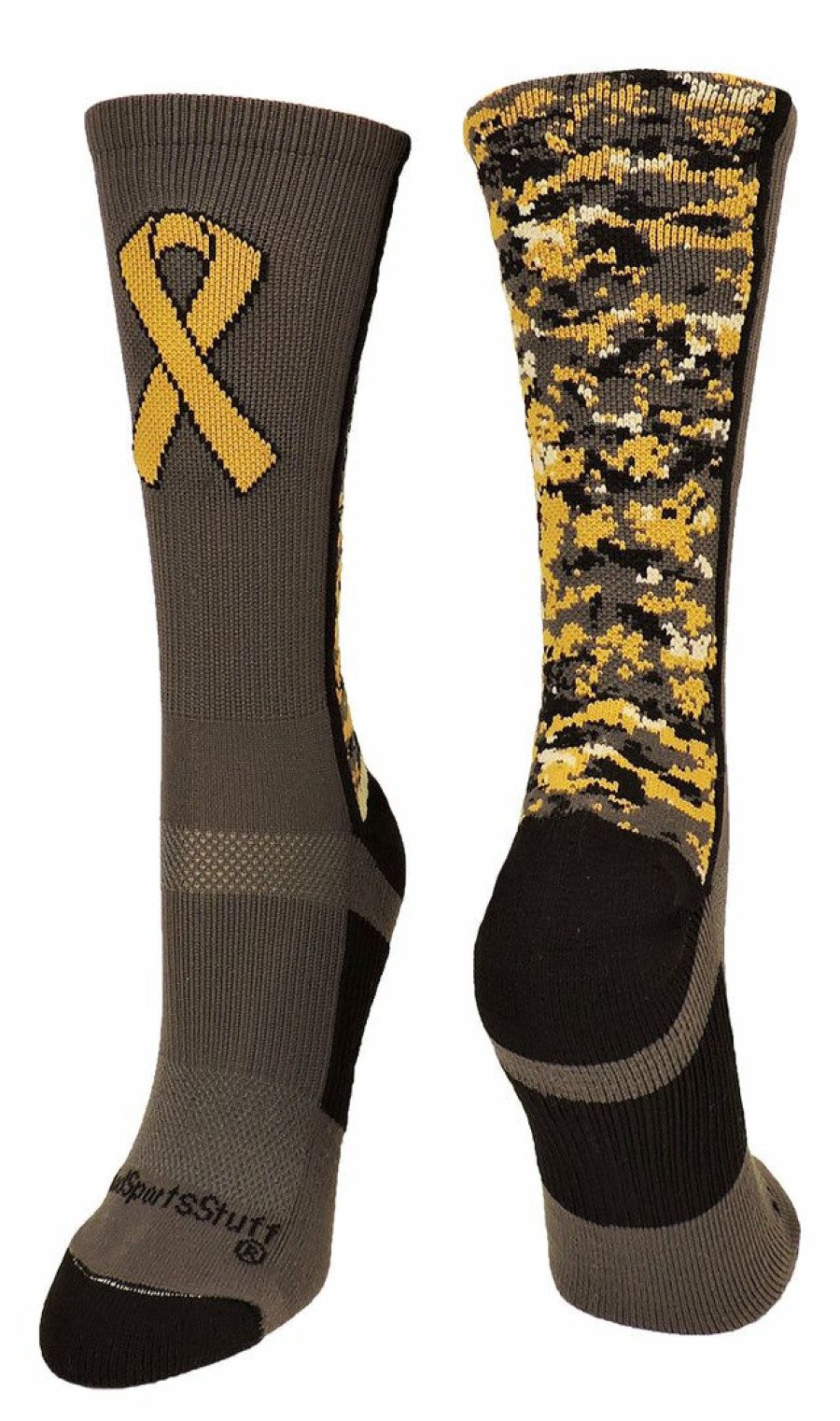 Ncaa Socks * | New Madsportsstuff Salute To Service Military Awareness Athletic Crew Socks Basketball Socks Graphite/Black/Khaki