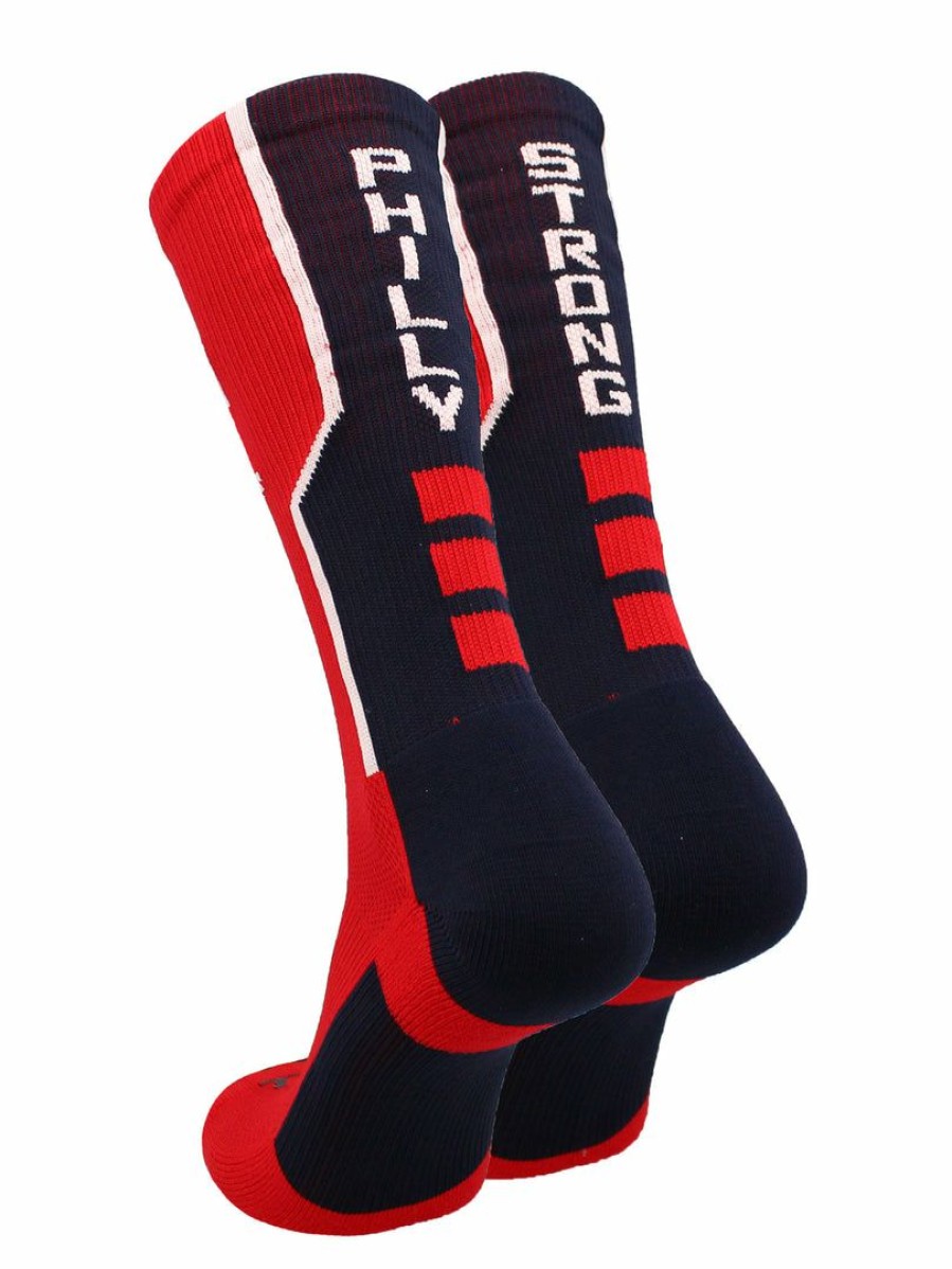 Ncaa Socks * | Outlet Tck Basketball Socks Philly Socks Crew Length Philly Strong Scarlet/Navy/White