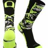 Ncaa Socks * | Hot Sale Tck All Schools Oregon Ducks Socks Woodland Camo Crew Black/Neon Yellow