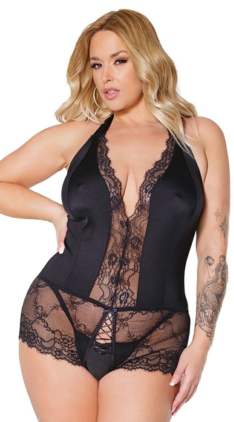 Lingerie * | Coquette Plus Size No Inhibitions Crotchless Teddy