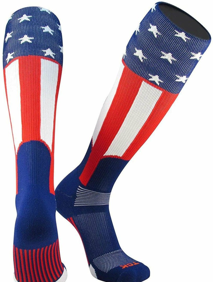 Ncaa Socks * | Best Pirce Tck American Flag Baseball Stirrup Socks Uncle Sam Red/White/Blue