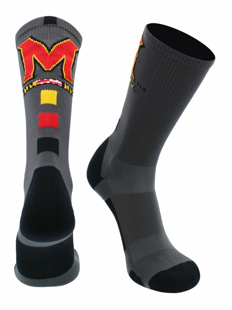 Ncaa Socks * | Hot Sale Tck All Schools Maryland Terps Socks Baseline Crew Graphite/Red/Gold