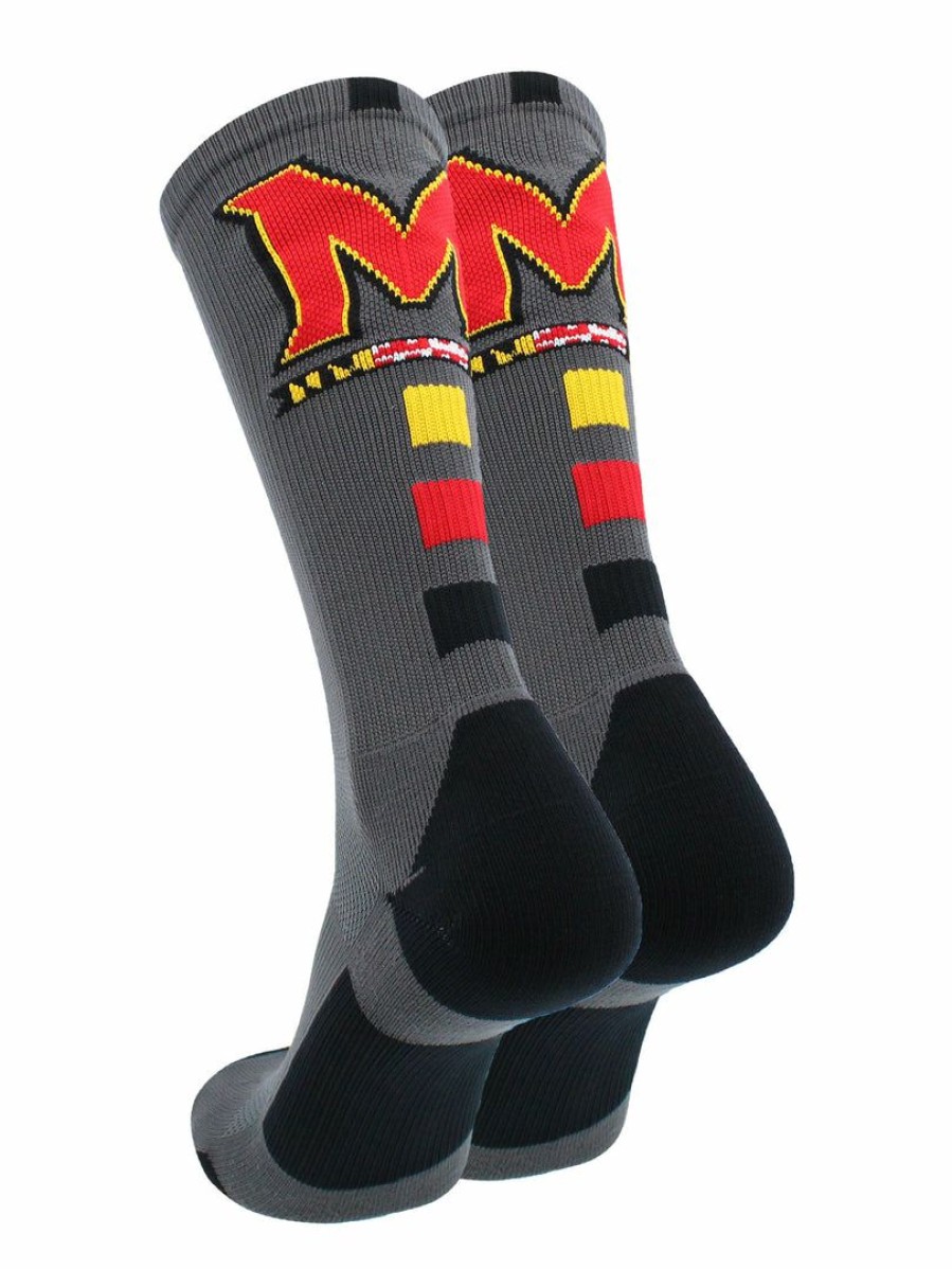 Ncaa Socks * | Hot Sale Tck All Schools Maryland Terps Socks Baseline Crew Graphite/Red/Gold