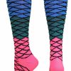 Ncaa Socks * | Coupon Madsportsstuff Neon Mermaid Athletic Over The Calf Socks Softball Socks Electric Blue/Teal/Neon Pink