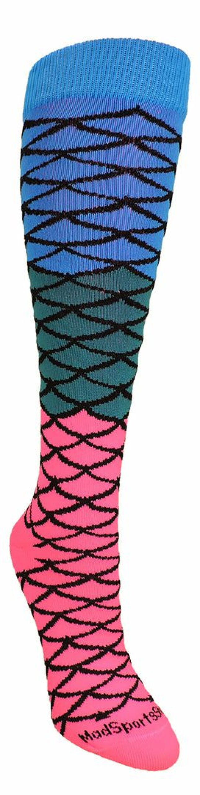 Ncaa Socks * | Coupon Madsportsstuff Neon Mermaid Athletic Over The Calf Socks Softball Socks Electric Blue/Teal/Neon Pink