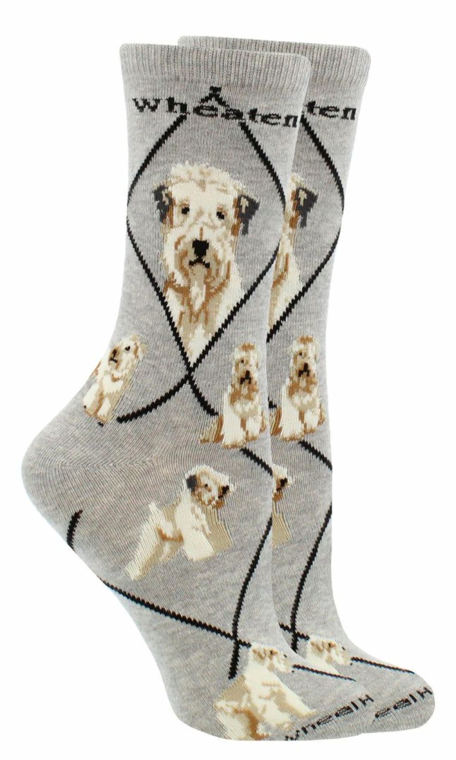 Ncaa Socks * | Budget Whd Crazy Socks Crew Wheaten Terrier Socks For Women Gift For Dog Lovers Gray